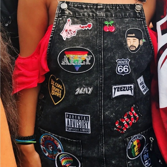 Custom Black Patchwork Mini Dress - Picture 3 of 4